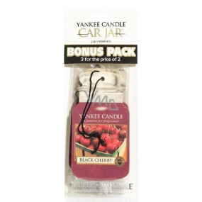 Yankee Candle Black Cherry - Zralé třešně Classic vonná visačka do auta papírová 12 g x 3 kusy