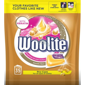 Woolite Pro-Care Keratin gelové kapsle na praní jemného prádla, zjemňuje a chrání vlákna XL 35 kusů