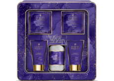 Grace Cole Lavender Sleep Therapy mycí gel 75 ml + tělový krém 75 ml + krystaly do koupele 100 g + perly do koupele 80 g + flanelová žínka + plechová krabička, kosmetická sada pro ženy