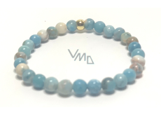 Larimar náramek elastický přírodní kámen, kulička 6 mm / 16 - 17 cm, kámen bájné Atlantidy