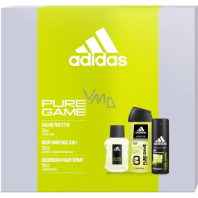 Adidas Pure Game toaletní voda 50 ml + deodorant sprej 150 ml + sprchový gel 250 ml, dárková sada pro muže