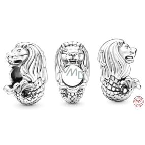 Charm Sterlingové stříbro 925 Merlion symbol Syngapuru, korálek na náramek cestování