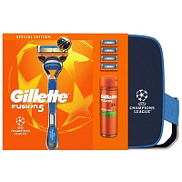 Dárková sada Gillette Fusion, strojek, 4 náhradní hlavice, holicí gel 200 ml