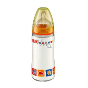 Nuk First Choice láhev skleněná 240 ml silikonová savička 0-6 měsíců velikost 1