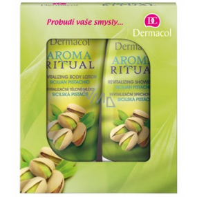 Dermacol Aroma Ritual Sicilská pistácie Revitalizační sprchový gel 250 ml + tělové mléko 200 ml, kosmetická sada