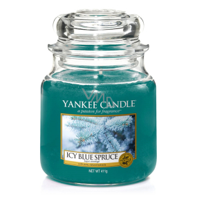 Yankee Candle Icy Blue Spruce - Ojíněný modrý smrk vonná svíčka Classic střední sklo 411 g