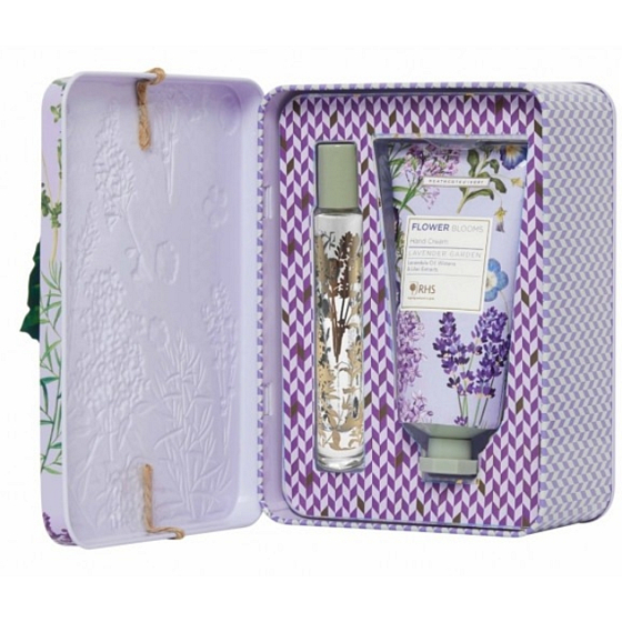 Heathcote & Ivory Flower Blooms Lavender Garden parfémovaná voda roll-on pro ženy 12 ml + krém na ruce 50 ml, dárková sada