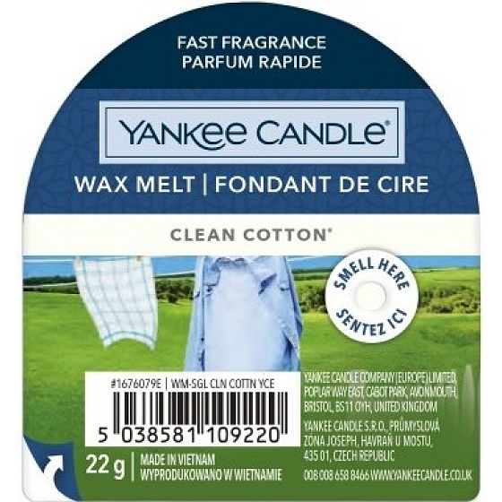 Yankee Candle Clean Cotton - Čistá bavlna vonný vosk do aromalampy 22 g