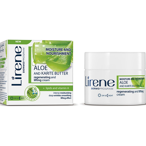 Lirene H&V Aloe Vera a Karité máslo Den/Noc regenerační liftingový krém pro všechny typy pleti 50 ml