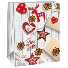Ditipo Dárková papírová taška 18 x 10 x 22,7 cm decor dřevo různé ozdoby C