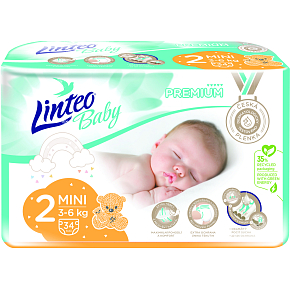 Linteo Baby Premium Mini dětské pleny 3 až 6 kg, 34 ks