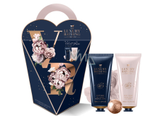 Grace Cole Velvet Rose & Peony mycí gel 100 ml + tělový krém 100 ml + šumivá koule do koupele 25 g + mycí houba, kosmetická sada pro ženy