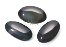 Obsidian černý mýdlo přírodní kámen cca 8 x 6 cm 1 kus, kámen záchrany