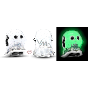 Charm Sterlingové stříbro 925 Duch Boo, zářící ve tmě, luminozní korálek na náramek, Halloween