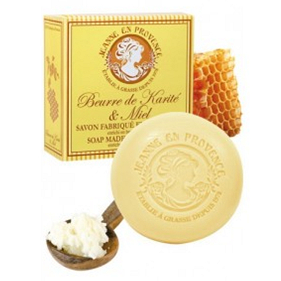 Jeanne en Provence Beurre de Karité & Miel Bambucké máslo a Med tuhé toaletní mýdlo s delikátní vůní 100 g