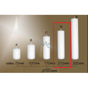 Lima Gastro hladká svíčka bílá válec 50 x 210 mm 1 kus