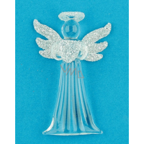 Anděl skleněný na zavěšení úzký 7,5 cm