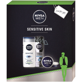 Nivea Men Invisible Black & White Fresh antiperspirant sprej pro muže 150 ml + Men Sensitive sprchový gel 250 ml + Nivea Men Creme krém 30 ml, kosmetická sada