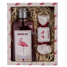Bohemia Gifts Flamingo Vinná réva sprchový gel 200 ml + ručně vyrobené mýdlo 30 g kosmetická sada