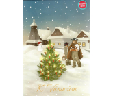 Albi Hrací přání do obálky K Vánocům Přání se stromečkem a chaloupkami Půjdem spolu do Betléma Český chlapecký sbor 14,8 x 21 cm