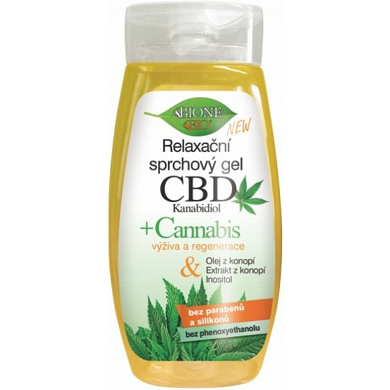 Bione Cosmetics CBD Kanabidiol relaxační sprchový gel pro všechny typy pokožky 260 ml
