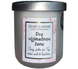 Heart & Home Svěží prádlo sójová vonná svíčka s nápisem Pro výjimečnou ženu 110 g