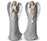Anděl v šedých glitrových šatech polystone 65 x 165 mm mix druhů