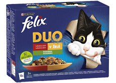Felix Fantastic kapsičky pro kočky v želé se zeleninou duo jehněčí a kuře, vepřové, zvěřina a cuketa, hovězí, drůbež a fazolky a krůtí, kachní a mrkev 12 x 85 g