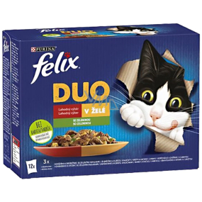 Felix Fantastic kapsičky pro kočky v želé se zeleninou duo jehněčí a kuře, vepřové, zvěřina a cuketa, hovězí, drůbež a fazolky a krůtí, kachní a mrkev 12 x 85 g