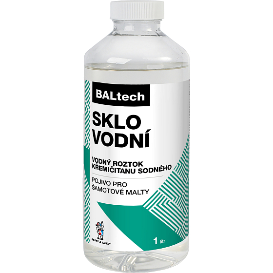 Baltech vodní sklo pro namíchání šamotové lepící malty, 1 l, plastová láhev s etiketou značky
