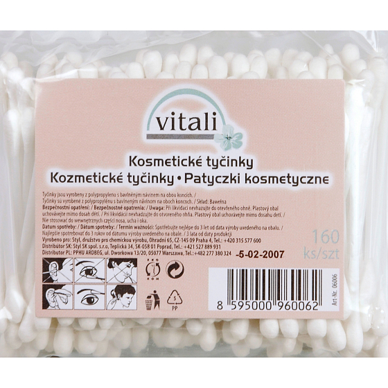 Vitali Vatové tyčinky do uší v sáčku 160 kusů