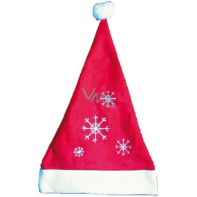 Mikuláš / Santa vánoční čepice červená s vločkami 40 x 30 cm 1 kus
