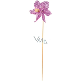 Větrník s kytičkami fialový 9 cm + špejle 1 kus
