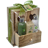 Idc Institute Organica Olive Oil sprchový gel 120 ml + tělové mléko 120 ml + mýdlo 90 g v dřevěné krabičce, kosmetická sada