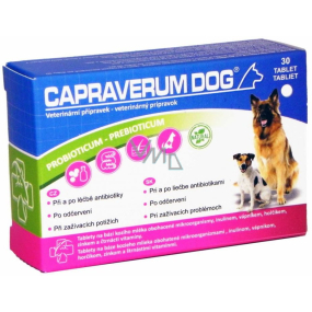 Capraverum Dog Probioticum - Prebioticum veterinární přípravek pro psy, při léčbě antibiotiky, po odčervení, při zažívacích potížích 30 tablet