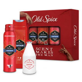 Old Spice Captain Trio deodorant sprej 150 ml + 2v1 sprchový gel na tělo a vlasy 250 ml + voda po holení 100 ml, kosmetická sada pro muže