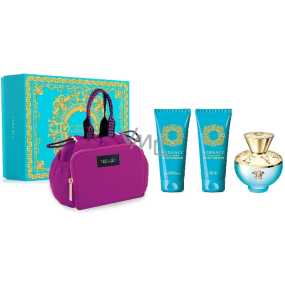 Versace Dylan Turquoise toaletní voda 100 ml + tělový gel 100 ml + sprchový gel 100 ml + dámská kabelka, dárková sada pro ženy