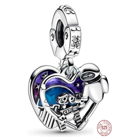 Charm Sterlingové stříbro 925 Disney Pixar Wall-E & Eve 2v1, přívěsek na náramek film