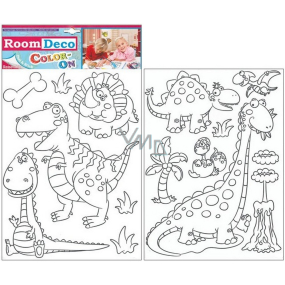 Samolepky na zeď dinosauři k vymalování 2 archy 35 x 25,5 cm