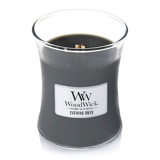 WoodWick Evening Onyx - Večerní Onyx vonná svíčka s dřevěným knotem a víčkem sklo střední 275 g