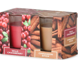 Emocio Wild Cranberry & Cinnamon Stick - Divoká brusinka a skořice vonná svíčka sklo 52 x 65 mm 2 kusy v krabičce