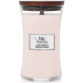 WoodWick Sheer Tuberose - Jemná tuberóza vonná svíčka s dřevěným knotem a víčkem sklo velká 609,5 g