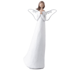 Anděl v bílých šatech a kovovými křídly polyresin 130 x 250 mm