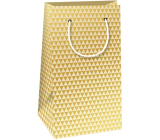 Ditipo Dárková papírová taška QK 20 x 12 x 8 cm Zlaté a béžové trojúhelníky