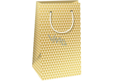 Ditipo Dárková papírová taška QK 20 x 12 x 8 cm Zlaté a béžové trojúhelníky