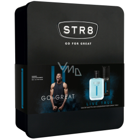 Str8 Live True toaletní voda pro muže 50 ml + deodorant sprej pro muže 150 ml, dárková sada
