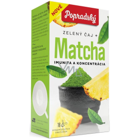 Popradský wellness čaj aromatizovaný zelený čaj + Matcha, imunita a koncentrace 27 g, 18 pyramidových sáčků