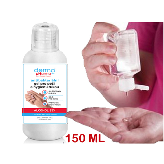 Carex Dermo+ Tea Tree olej antibakteriální ochrana rukou 65% alkoholu roztok 150 ml