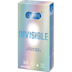 Durex Invisible Superthin nejtenčí kondom, pro maximální citlivost, nominální šířka: 54 mm 10 kusů