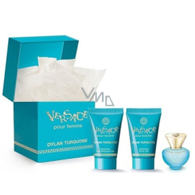 Versace Dylan Turquoise toaletní voda pro ženy 5 ml + tělový gel 25 ml + sprchový gel 25 ml, mini dárková sada pro ženy